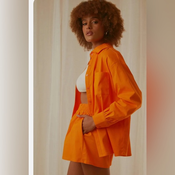 Button Up Tangerine Orange Shirt US 12 - Picture 4 of 6